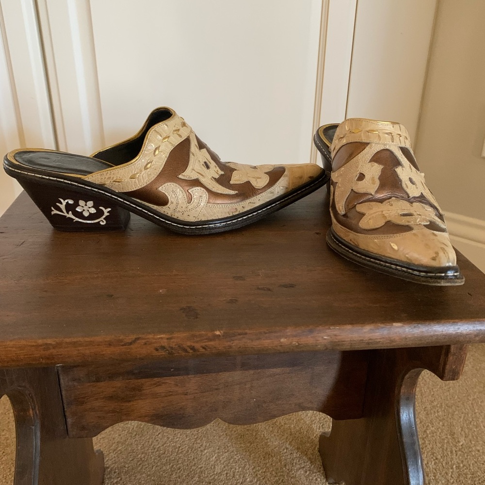 Donald Pilner western heeled mules